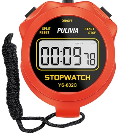 PULIVIA Chronomètre Sportif avec Silencieux et Bouton Marche/Arrêt, Pas de Calendrier pour Opération Facile, Chronomètre Numérique pour Les Entraîneurs pour Enfants Qui Gèrent la Natation, Rouge
