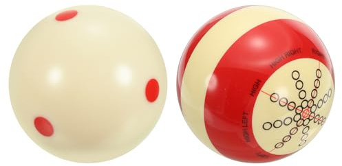 PATIKIL Biljard övning köboll 6 cm (2-1/4 tum), set med 2 AAA-klass pro kopp standard pool köboll med röda prickar biljardtillbehör, vit
