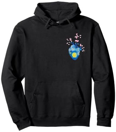 Van Gogh Love Cœur en fleur de cerisier étoilé dans la poche Sweat à Capuche