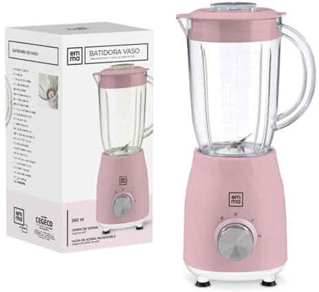 Blender en verre EMMA - Envoi 24h - Turbo de haute puissance, faible consommation, haute performance - Maison et hôtellerie - Nettoyage facile - Antichoc (rose)