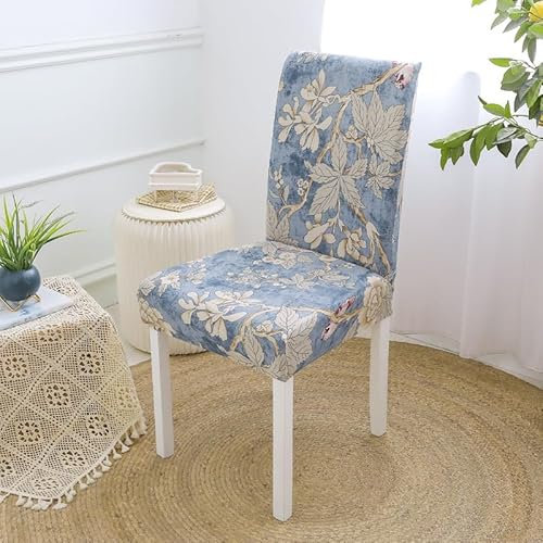 Stuhlhussen Vintage Blumen Vogel Dekoration Universal Stuhlbezug,Stretch Stuhlhussen Für Esszimmerstühle, Abnehmbarer Waschbarer Stühle Schutz,Für Esszimmerstühle, Küche, Hochzeit, Bankett 2Er Set