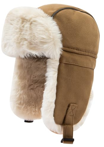 Clakllie Rysk mössa, vinter, trappermössa, pilotmössa, bombermössa, varma bombermössor, pilotmössa med fuskpäls, öronlappar, vindtät, skidmössa, vintermössa, fuskpäls, pälsmössa för män och kvinnor,