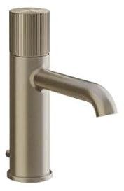 Gessi Habito - Miscelatore monopulsante per lavabo, con beccuccio, 131 mm, RIGATO, 70501, colore: effetto Finox