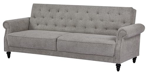 Riess Ambiente Chesterfield 3-Sitzer Sofa Maison Belle AFFAIRE - 220cm - Greige Bouclé - mit Schlaffunktion