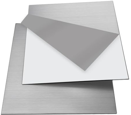 KANABI 2PCS 304 Placa de acero inoxidable 15cm x 15cm, Espesor 0.8mm, 304 Cuadrado Láminas de acero inoxidable para DIY modelo de artesanía bricolaje repara el corte de perforación de agujeros