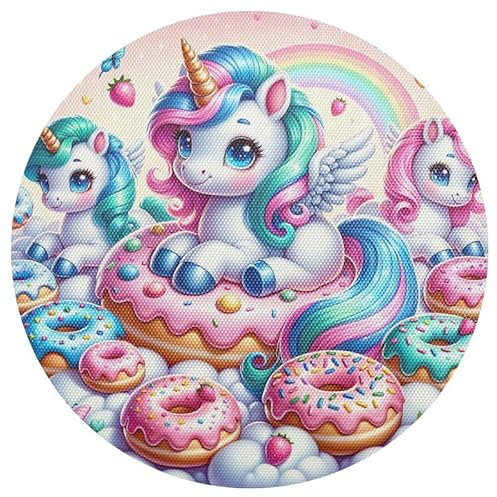 ODAWA Tovaglietta all'americana con simpatici unicorni e ciambelle, lavabile, antiscivolo, 49 cm, per tavoli da pranzo