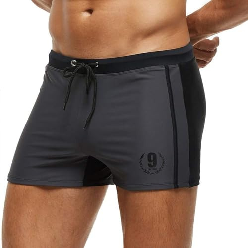 Arcweg badbyxor för män shorts sport boxershorts badkläder boxershorts underkläder dragsko sommar strandshorts elastisk baddräkt botten, Grå, XXL