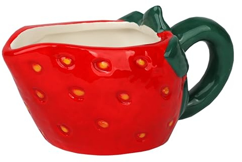 Talking Tables Strawberry Shaped Ceramic Small Jug Decorative Pitcher for Milk, Cream, Desserts Novelty Tableware for Mother's Day, Wimbledon, Picnics, BBQ, Summer Garden Party, Afternoon Tea 8.5cm
