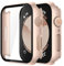 Piuellia 2 Pack Hard Protective Case Screen Protector Compatible with Apple Watch SE2 SE Series 6 Series 5 Series 4 40mm, Anti-Drop Ultra-thin PC Cover for iWatch, 1 RoseGold + 1 Transparent