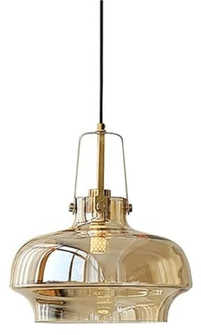 ZJHAHJY Lustre Minimaliste Moderne, Grand luminaire Suspendu en Verre Couleur Cognac, E27, Style Milieu du siècle, pour Salle à Manger, Chambre à Coucher, café, Bar, décoration d'intérieur