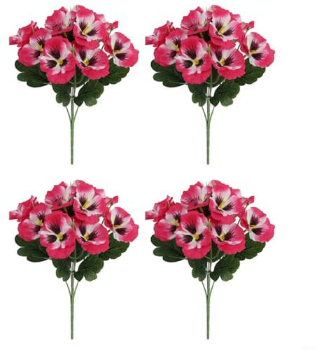 Aprilsunnyzone Charming 4Pcs Pansy Artificial Flowers, Suitable For Special Occasions And Everyday Decor(Pink)