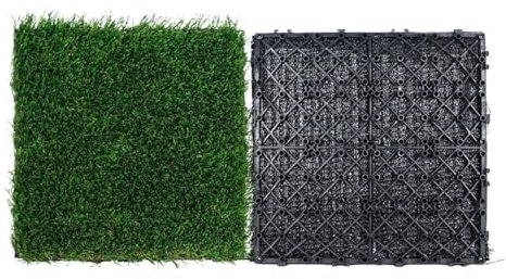 HUWOYG Gazon Artificiel Lot de 9 Dalles de Gazon Artificiel emboîtables, 30 x 30 cm, Tapis Auto-drainant en Gazon synthétique pour Balcon，Terrasse