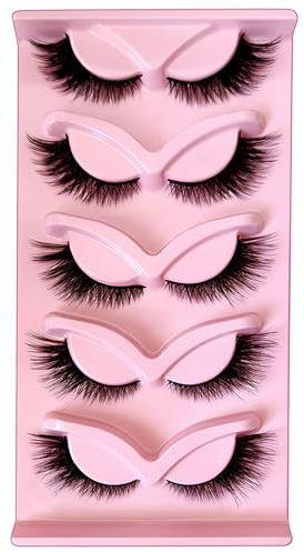 MOTIBACK Pestañas postizas, 5 pares de pestañas artificiales, pestañas naturales, pestañas postizas finas, pestañas naturales reutilizables, pestañas artificiales para regalos para niñas (50001)