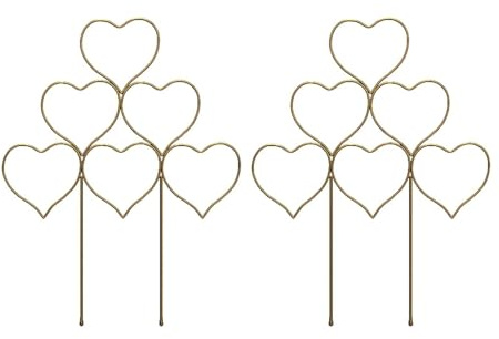 KESOTO Juego de 2 Enrejados Metálicos para Plantas Trepadoras en Forma de Corazón para Hiedra Y Clemátide, Oro