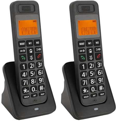 Annadue Système Téléphonique sans Fil Extensible, Téléphones Fixe DECT 6.0, Haut-Parleur Enplex Complet et Assistance Audio, 10 Heures de Conversation,Bloqueur D'appels Intelligents (Black)