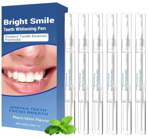 6 Stück Bleaching Zahnaufhellung Stift,Professionelles Zahnaufhellung Stift,Schnell Wirkendes Bleaching Zähne Pen Mit Minzgeschmack,Entfernt Hartnäckige Flecken, Hellt Die Zähne Auf