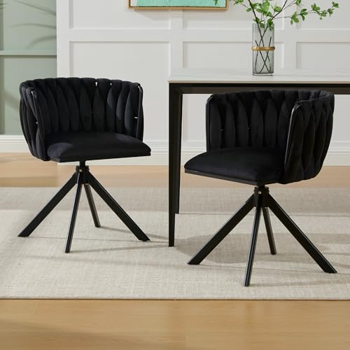 Generisk velourfåtölj med 180° svängfunktion – ergonomiskt ryggstöd och höjdjusterbara halkfria fötter, 150 kg lastkapacitet för hemmakontor, vardagsrum och kreativa områden (set med 2)