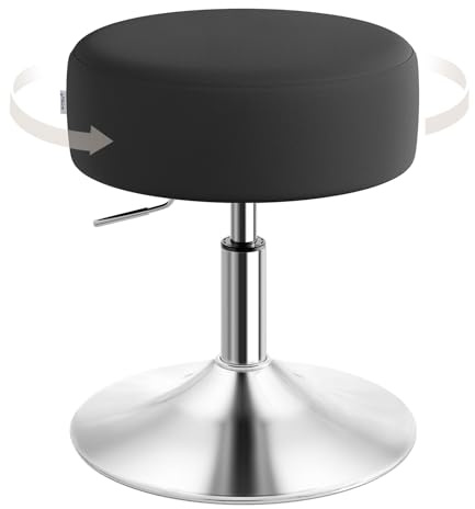 WOLTU Schminktisch Hocker, Schminkhocker, modern, Samt-Bezug, Schwarz | Schminkstuhl, Höhenverstellbar, 360° Drehbar, Dicke Polsterung, für Schminktisch, Schlafzimmer, Esszimmer