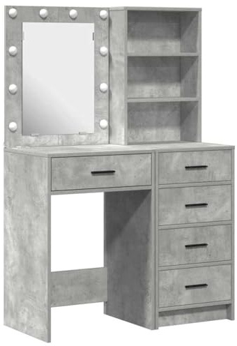 Mokuyary Tavolo da toilette 2 pezzi, 50 x 41 x 135 cm, legno di ingegneria, tavolo da toeletta trucco per camera da letto -A 3334203