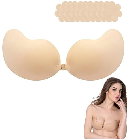 PXSCTD Sticky Bra, Strapless Bras for Women Invisible Stick on Bra Backless with Nipple Covers Adhesive Bras Push up Sticky for Backless Dresses, Wedding, Party