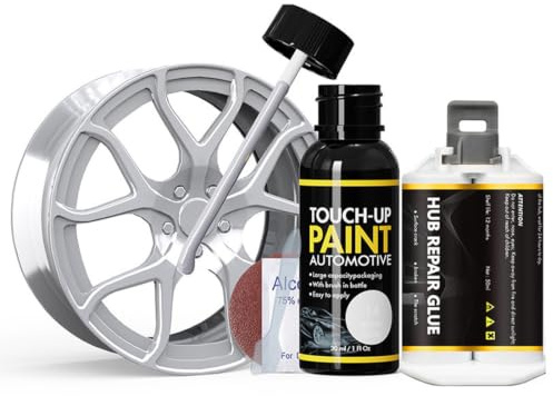 UZEXYA Kit Riparazione Graffi per Cerchi in Lega Auto, Vernice Argento per Coprire Graffi e Ammaccature – Adatto per Cerchioni in Lega (Colore Argento)