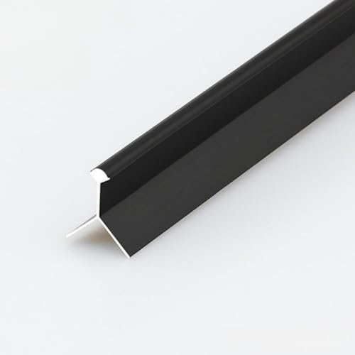 Coayuou Profilé De Finition D’Angle en Aluminium pour Carrelage 12–20 Mm – Baguette De Protection Et De Décoration des Bords, 100 Cm X 2 Pièces, pour Coins De Murs D’hôtels(Black,XAY12)