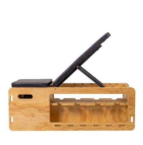 Wswqop Banc de Musculation Banc d'Exercice Banc de Gainage Banc Incliné Banc Sit-up Combinant Corps Rectangulaire en Bois et Armature Acier Réglable Assise