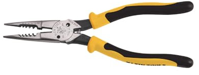 Klein Tools J206-8C Long Nose All-Purpose Spring Loaded Pliers, Forged Steel with Dual Material Journeyman Handles