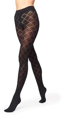 Merry Style Collant Fantaisie Opaque à Motif Lingerie Sexy Sous-vêtements Femme MS 328 60 DEN (Noir, L)