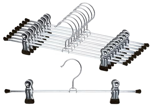 MAWA par Reston Lloyd antidérapant Peu encombrant Cintre pour Pantalons et Jupes avec Deux Clips, Noir, Set of 10