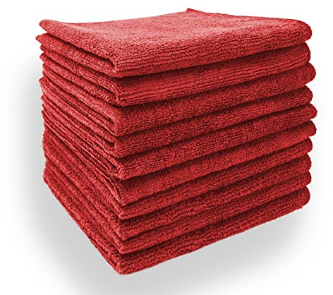 SBS Microfasertücher 10 Stück | 30 x 30 cm | rosé | waschbar | für Haushalt, Auto Motorrad etc. | Putztücher | Poliertücher | Haushaltstücher | Staubtuch