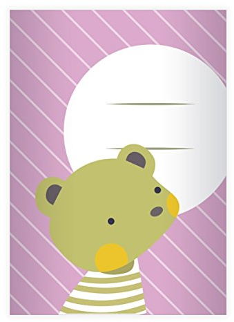 Kartenkaufrausch 8 Niedliche Streifen DIN A4 Schulhefte, Schreibhefte mit kleinem Teddy Bär in rosa Lineatur 27 (liniertes Heft)