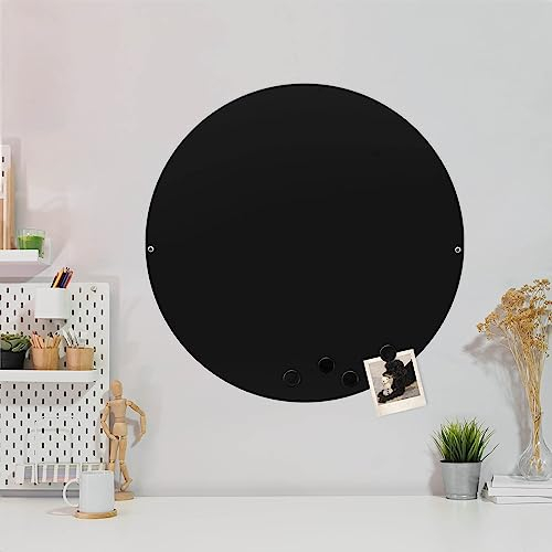 banjado Magnettafel schwarz rund 47cm - Magnetwand aus Metall - Magnetpinnwand als Memoboard - Pinnwand Magnettafel für Küche, Büro, Kinderzimmer inkl. 4 Magnete & Montageset