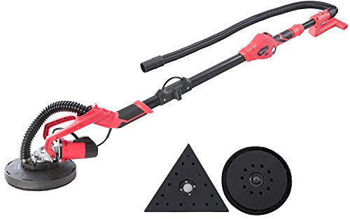 Arebos Trockenbauschleifer 710W | Langhalsschleifer mit Dual-Pad Schleifkopf Ø225mm | Teleskopstange, Absaugsystem, Schwenkbarer Kopf | inkl. 12 Schleifscheiben & Koffer