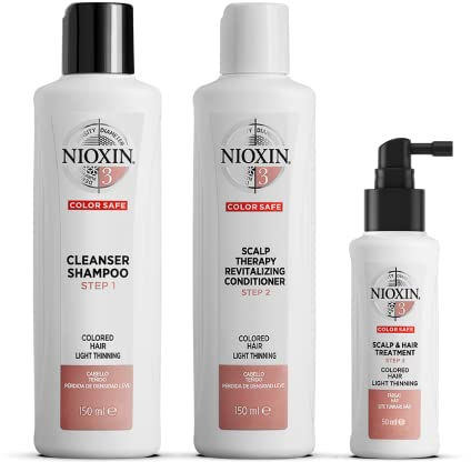 NIOXIN System 3 Starter-Set – Shampoo, Haarspülung und Kopfhaut Serum für coloriertes, dezent dünner werdendes Haar – gegen Haarausfall durch Haarbruch und für mehr Widerstandskraft