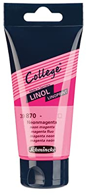 Schmincke - College® Linol, artists' lino printing inks, neon magenta in 75 ml tube, 39870013, low-odour water-based lino printing ink, lightfast, even print