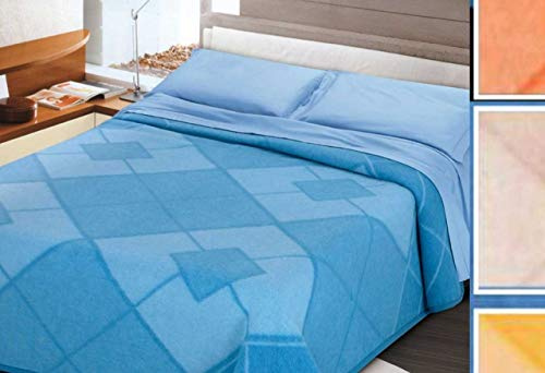 SpazioTessile Coperta Misto Lana Rombi 4 Colori Singolo Piazza e Mezza Matrimoniale e Maxi (Beige, 1 Piazza e Mezza)