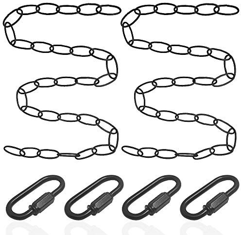 2 Pcs Chain Extension,Sonku 39 Inch Long Coated Iron Decorator Chain with 4 Pcs Connection Locks for Hanging Plants,Basket,Bird Feeder-Black