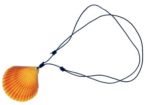 Miniblings Muschel Kette Anhänger Echte Jakobsmuschel Meer Lederband Boho Orange - Handmade Modeschmuck - Lederkette Jungen