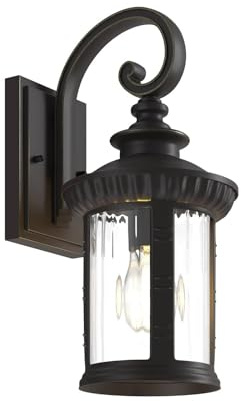 Lindby Wandleuchte außen (Laterne) Barret (Retro, Vintage Antik) in Braun aus Aluminium (1 flammig E27) - Außenwandleuchten Wandlampe Led Außenlampe Outdoor für Außenwand/Hauswand