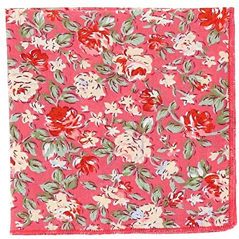 Blommig korall kostympåse - perfekt ficknäsduk för män, bröllop, landtema, bohemisk, chic eller natur, - tillbehör till jackficka - blommönster