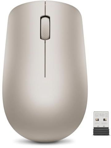 Lenovo 530 Kabellose Maus, 2,4 GHz, Nano-USB-Empfänger, 1200 DPI, beidhändig, Mandelfarben
