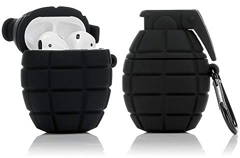 YIGEYI Airpods - Custodia in silicone compatibile con gli Airpods 1 e 2 cover per cartoni animati 3D, simpatica, divertente [serie di gioco cool] (granata nero)