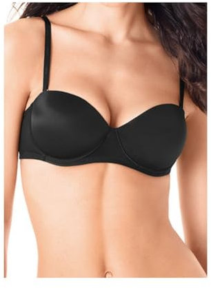LORMAR 1 Pezzo Reggiseno Donna Fascia-Balconcino Pura con Ferretto - Coppa B - C, Nero 3B