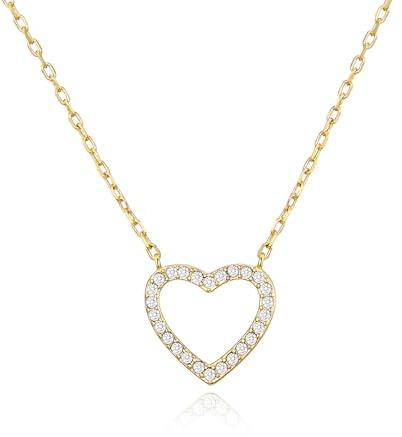 Philip Jones 18k Gold Plated Open Heart Necklace Created with Zircondia® Crystals