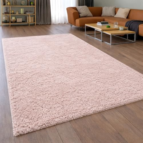 Teppich-Traum Alfombra esponjosa Shaggy | fácil de Limpiar y Duradera | en Rosa Größe 140x200 cm