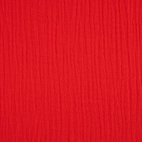 SCHÖNER LEBEN. Double Gauze Organic Bio Musselin Windelstoff Uni rot 1,30m Breite