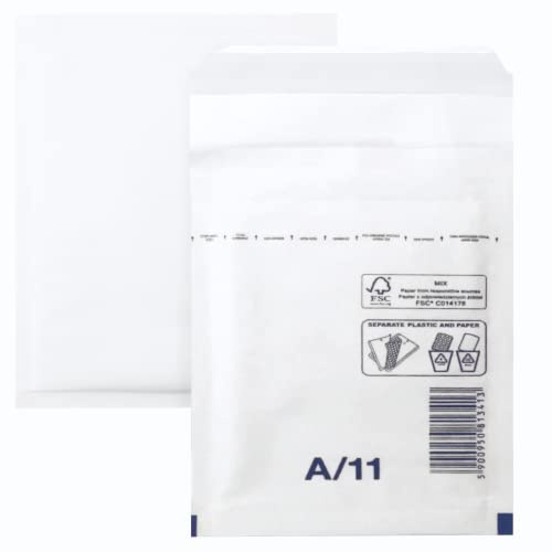 Netuno 200 vadderade kuvert A/11 120x175mm vita fraktpåsar med bubbelplast vadderad oförstörbar förpackning återvunnen