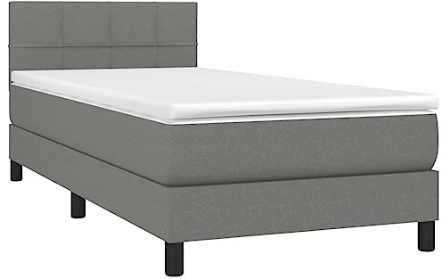 vidaXL Boxspringbett mit Matratze & LED Dunkelgrau 100x200 cm Stoff