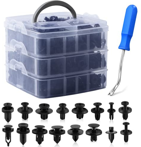 651 Stück Auto-Nieten-Clips, 16 Arten Kunststoff-Auto-Verkleidungs-Clips, Set mit Entfernungswerkzeug, universelle Auto-Stoßstangen-Befestigungsclips, Liner feste Clips, Befestigungswerkzeug